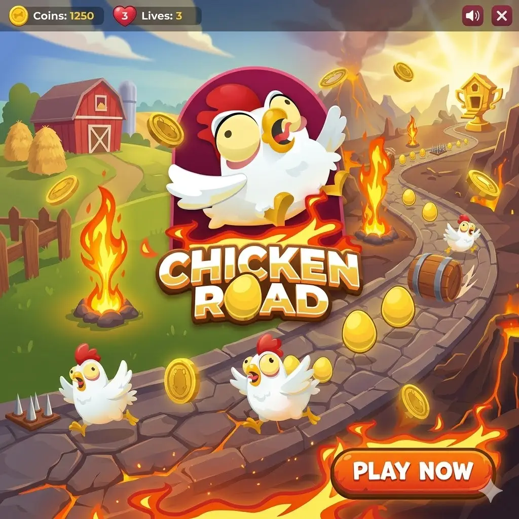 Chicken road játék felület képernyőkép